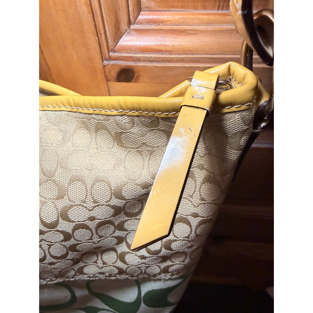 Y2K Coach Signature Patchwork Pastel Hobo Shoulder Bag Yellow Pink Green F14900 - Picture 7 of 16